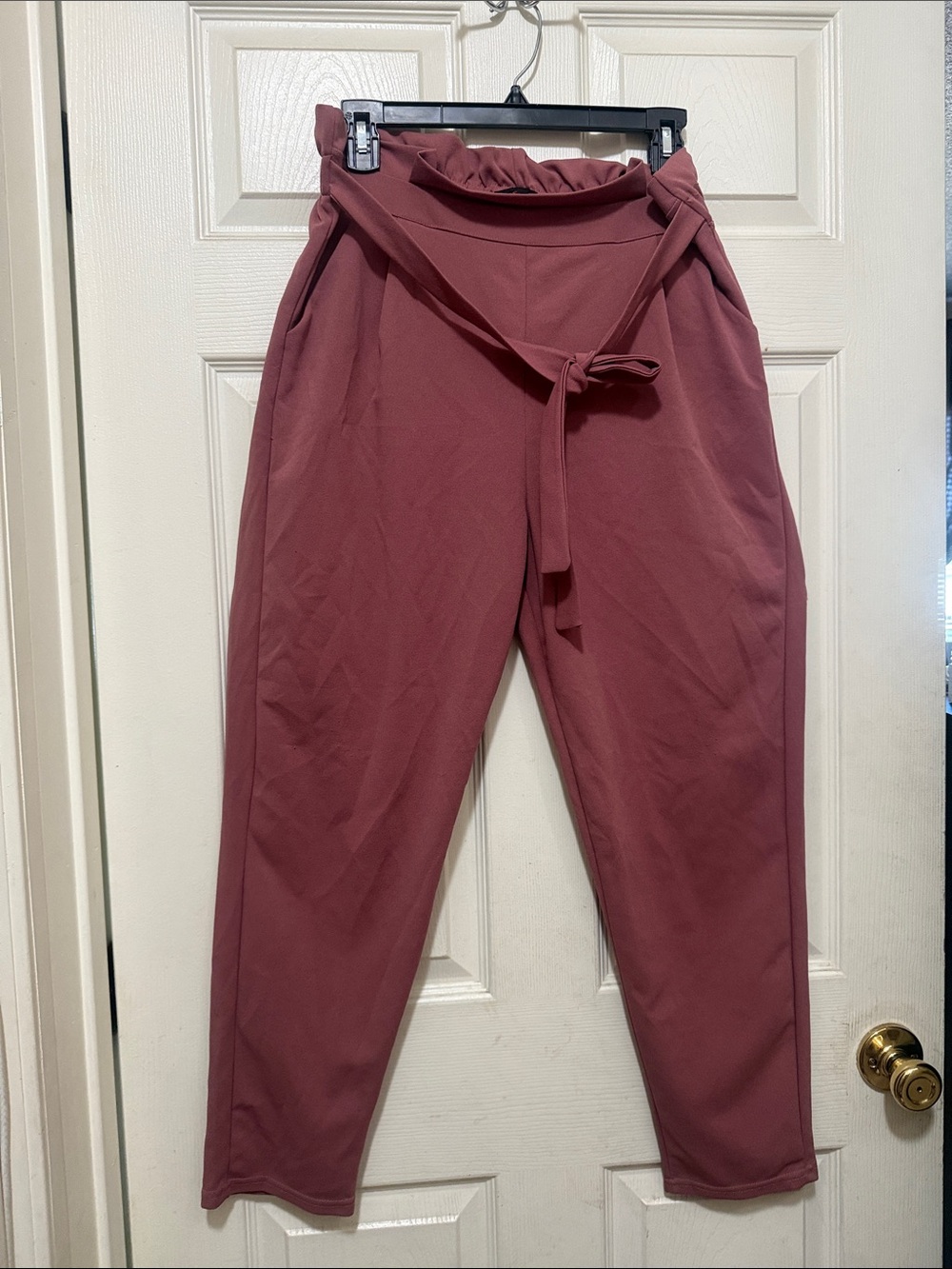 Paperbag Tie-Waist Joggers in Dusty Rose